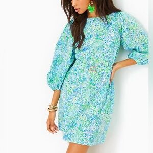 Lilly Pulitzer Barbara Dress, Hydra Blue Dandy Lions, Size 4